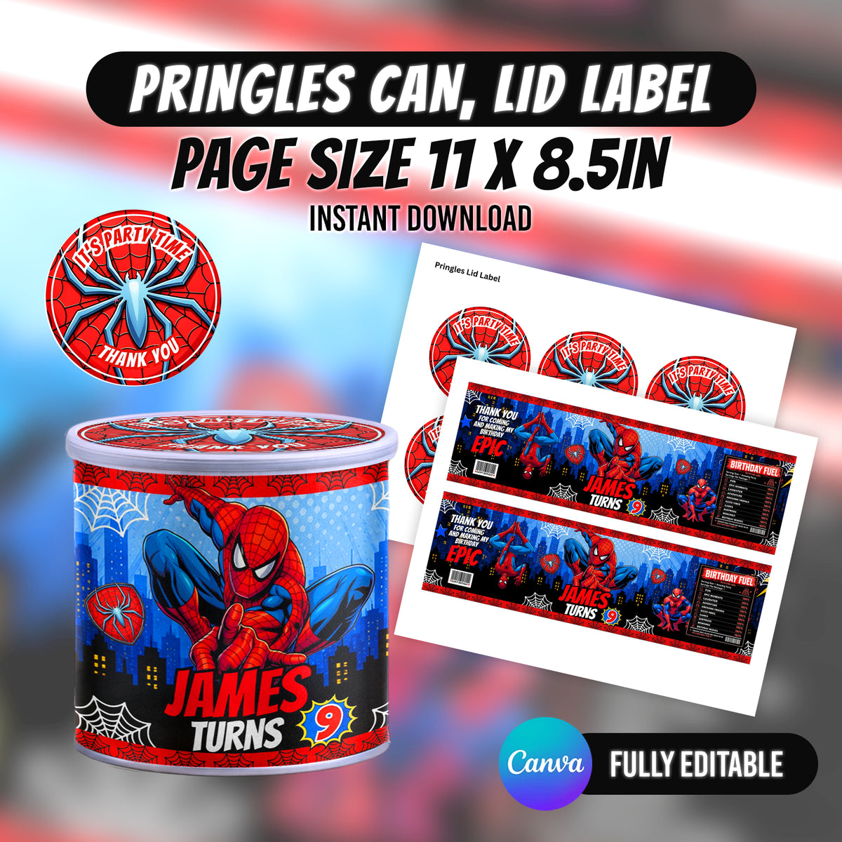 Spider Superhero Birthday Party Favor Bundle 10 Party Favor Items Canva