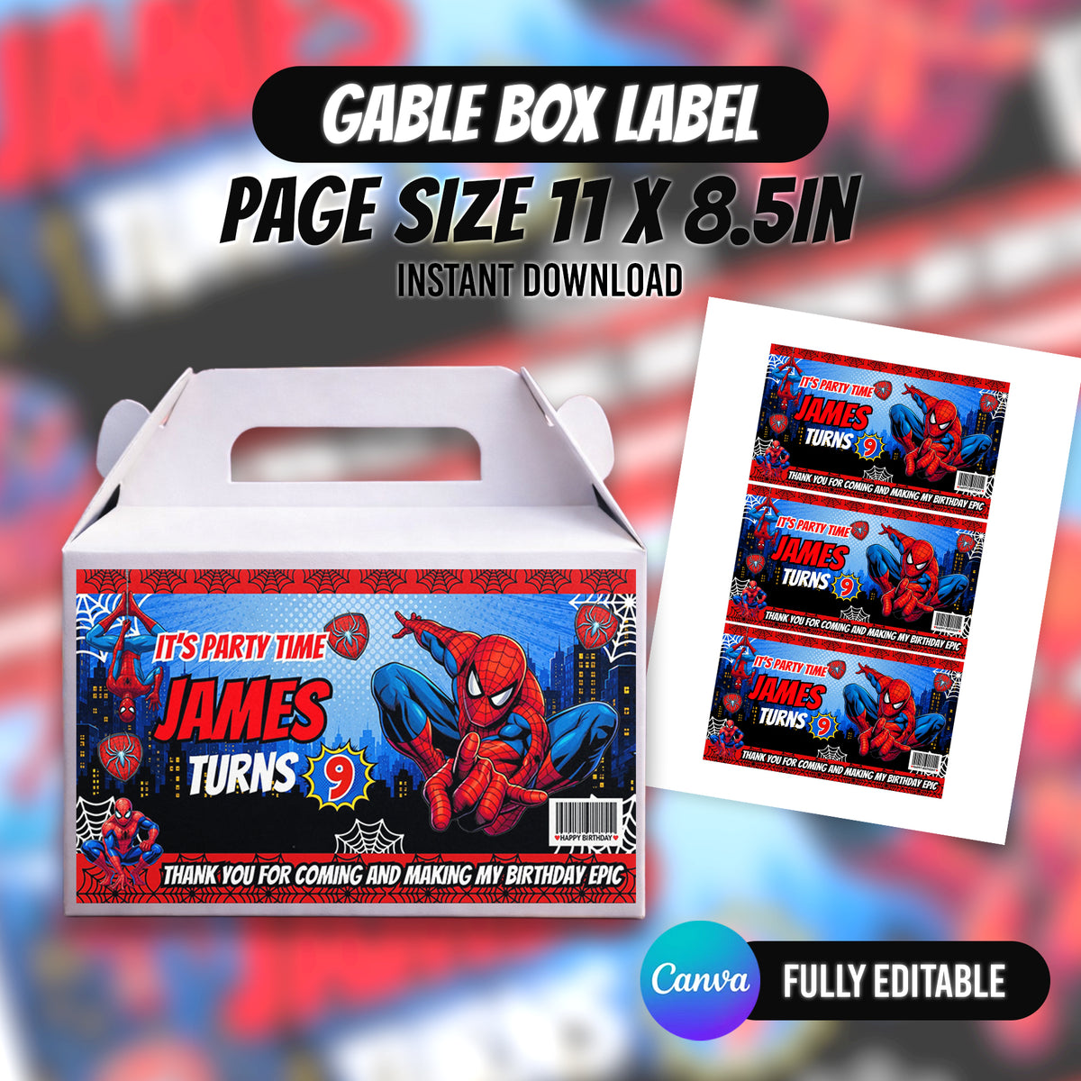 Spider Superhero Birthday Party Favor Bundle 10 Party Favor Items Canva